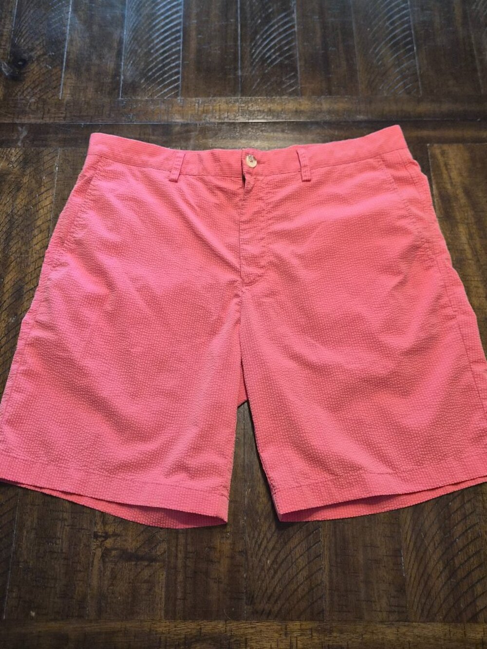 Southern Tide Flat Front Seersucker Shorts Mens Size 36 Pink 9" Inseam G837